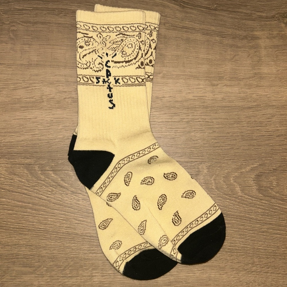 Travis Scott Men’s Cream and Brown Socks